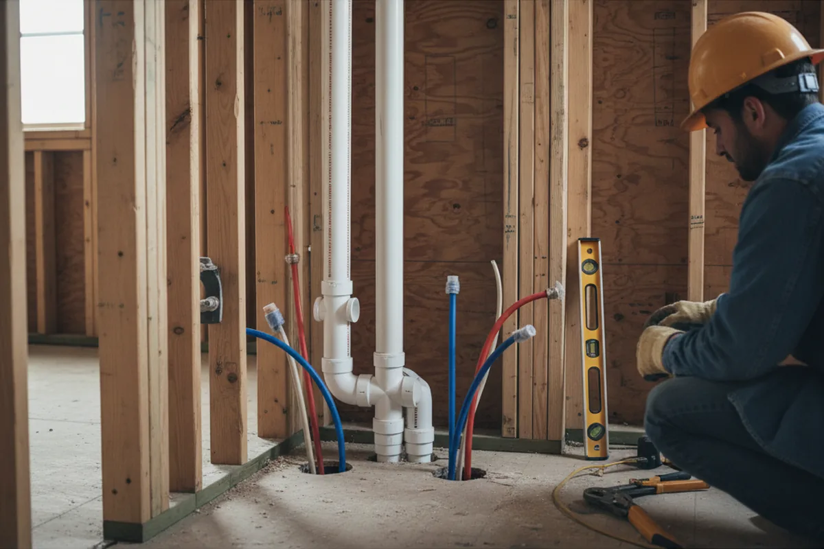 Drain and supply rough-in during Drain Cleaning in Redwood City